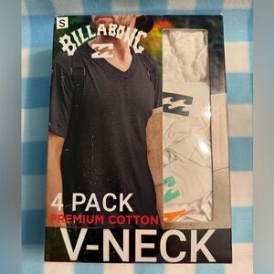 Billabong 4 Pack Premium Cotton V-Neck Shirts SMALL NIB